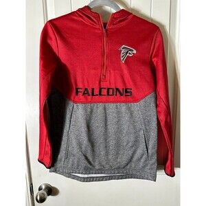 NFL Team Apparel Falcons Fleece Hoodie 1/4 Zip Red Gray Size Youth Large 14/16